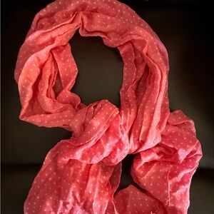 J. Crew Pink and White Polka Dot Scarf